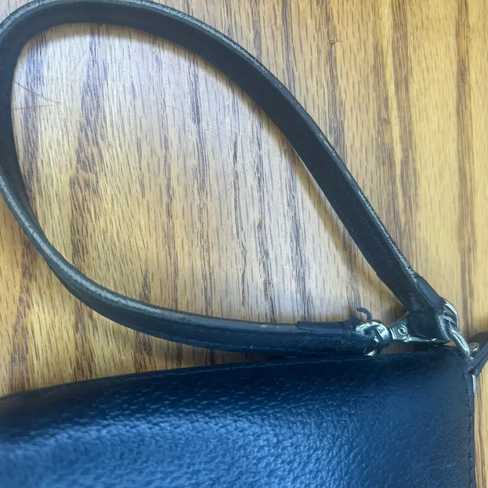 Kate Spade 8 inch black vintage clutch Leather pink interior purse bag satchel